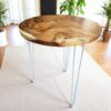 Round Wood Slab Table White Round Bar Legs