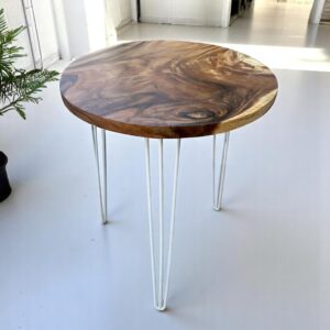 Round Wood Slab Table White Round Bar Legs 3