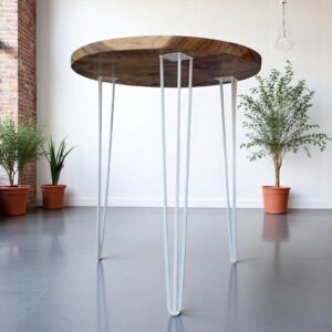 Round Wood Slab Table White Round Bar Legs 4