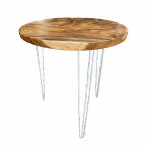 Round Wood Slab Table White Round Bar Legs 6