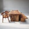 4 seaters wood slab dinning table set